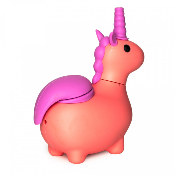 Pink Silicone Unicorn Smoking Pipe with Glass Bowl