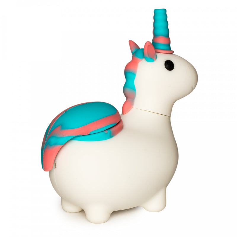 White  Silicone Unicorn Smoking Pipe with Glass Bowl