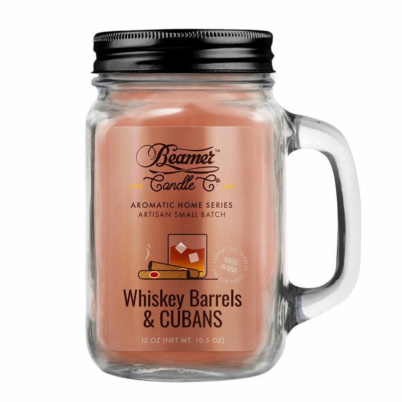 Beamer Candle Whiskey and Cubans Smoke Odour Eliminator in 12 ounce Mason Jar Canada