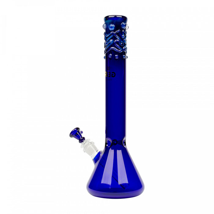 Cobalt GEAR 14" Tall Beaker Tube with Worked Top Bong