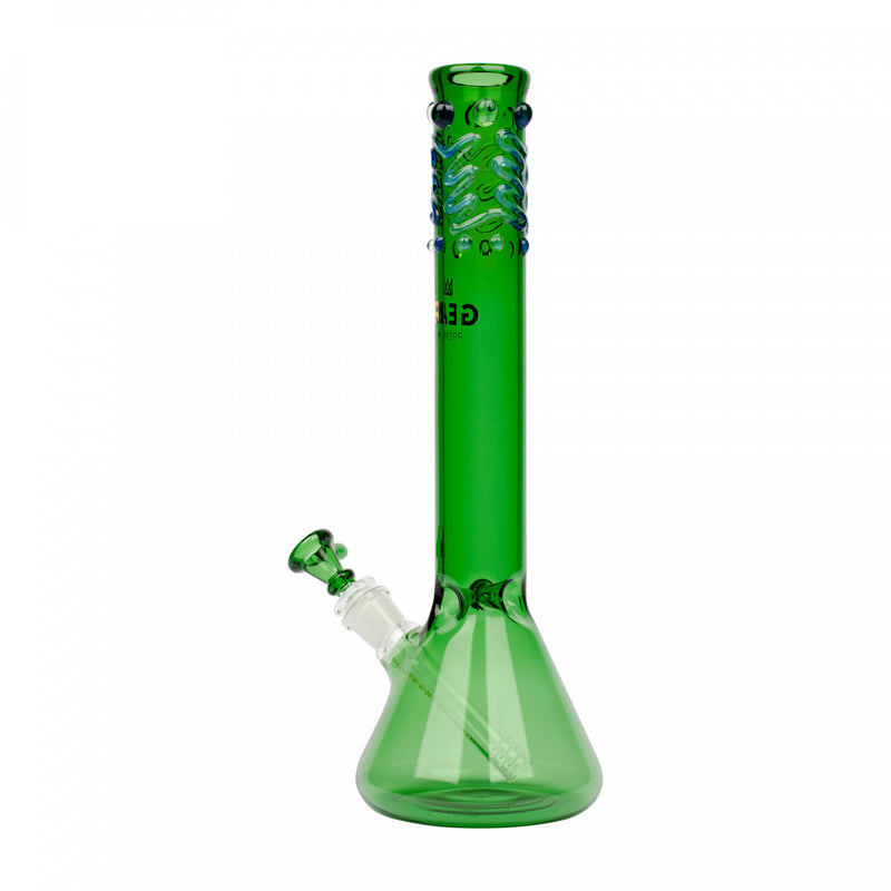 Green GEAR 14" Tall Beaker Tube with Worked Top Bong