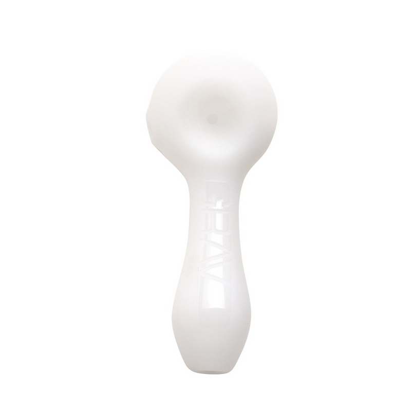 white sandblasted Grav Spoon pipe frosted