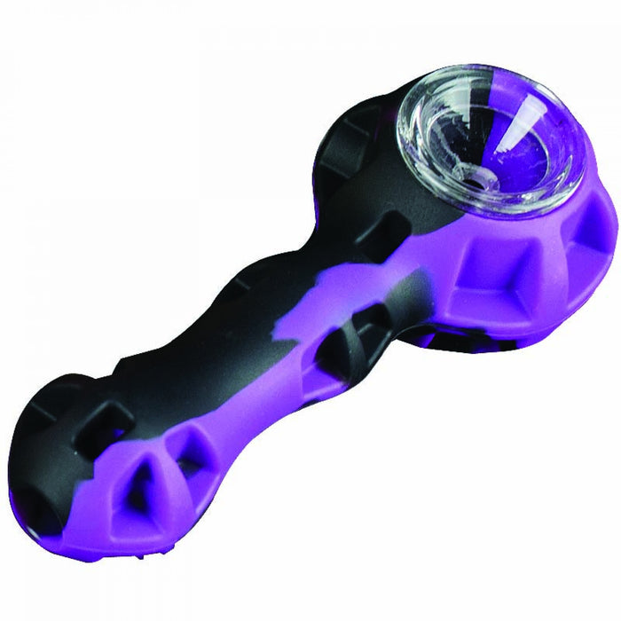 LIT Silicone Hand Pipe with Glass Bowl and Storage Spot Canada 4 Inch