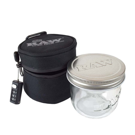 RAW 10oz Glass Mason Jar with Smell Proof Cozy Medium Canada